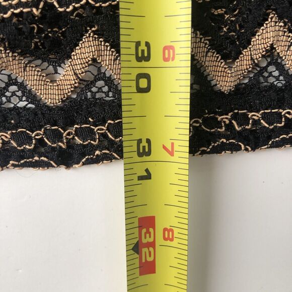 Forever 21 Juniors Sleeveless Black Gold Zig Zag Crochet/Lace Mini Dress Small - Picture 7 of 13